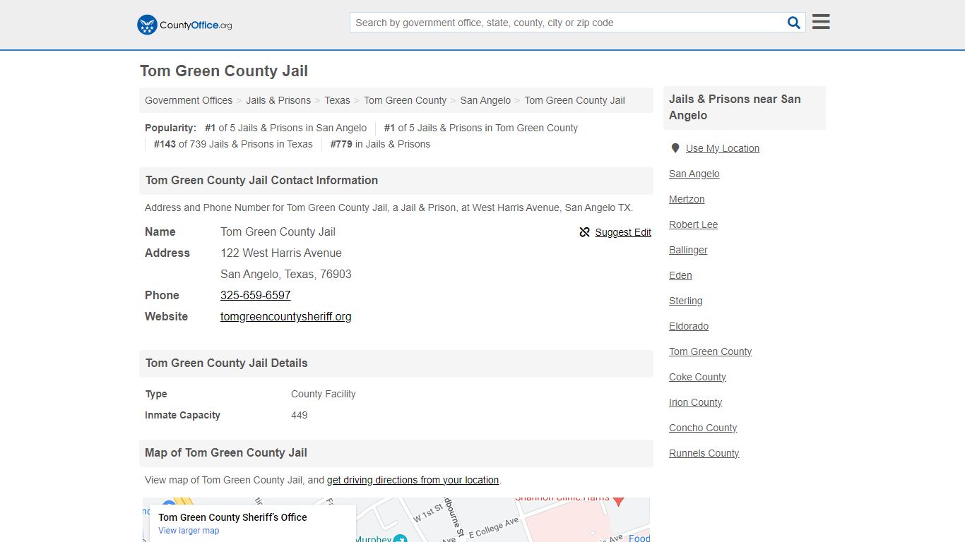 Tom Green County Jail - San Angelo, TX (Address and Phone)