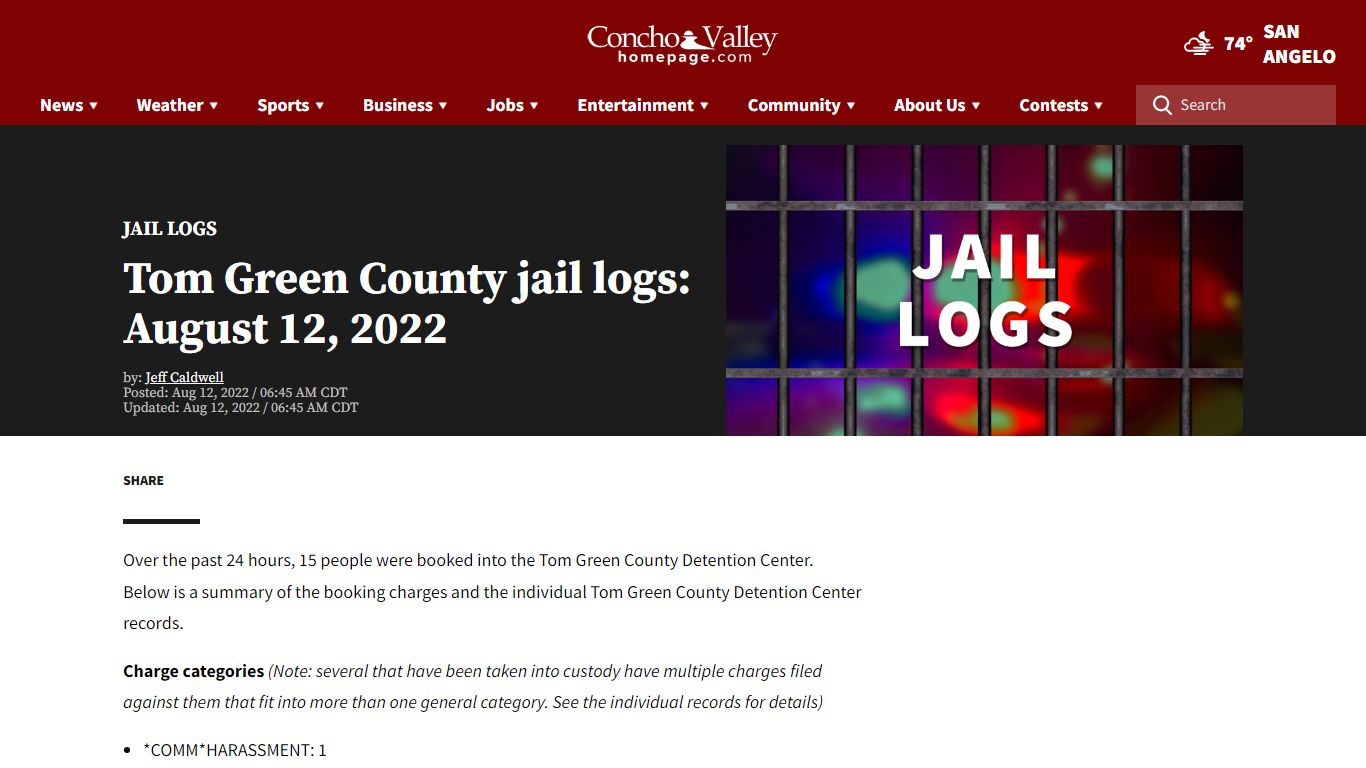 Tom Green County jail logs: August 12, 2022